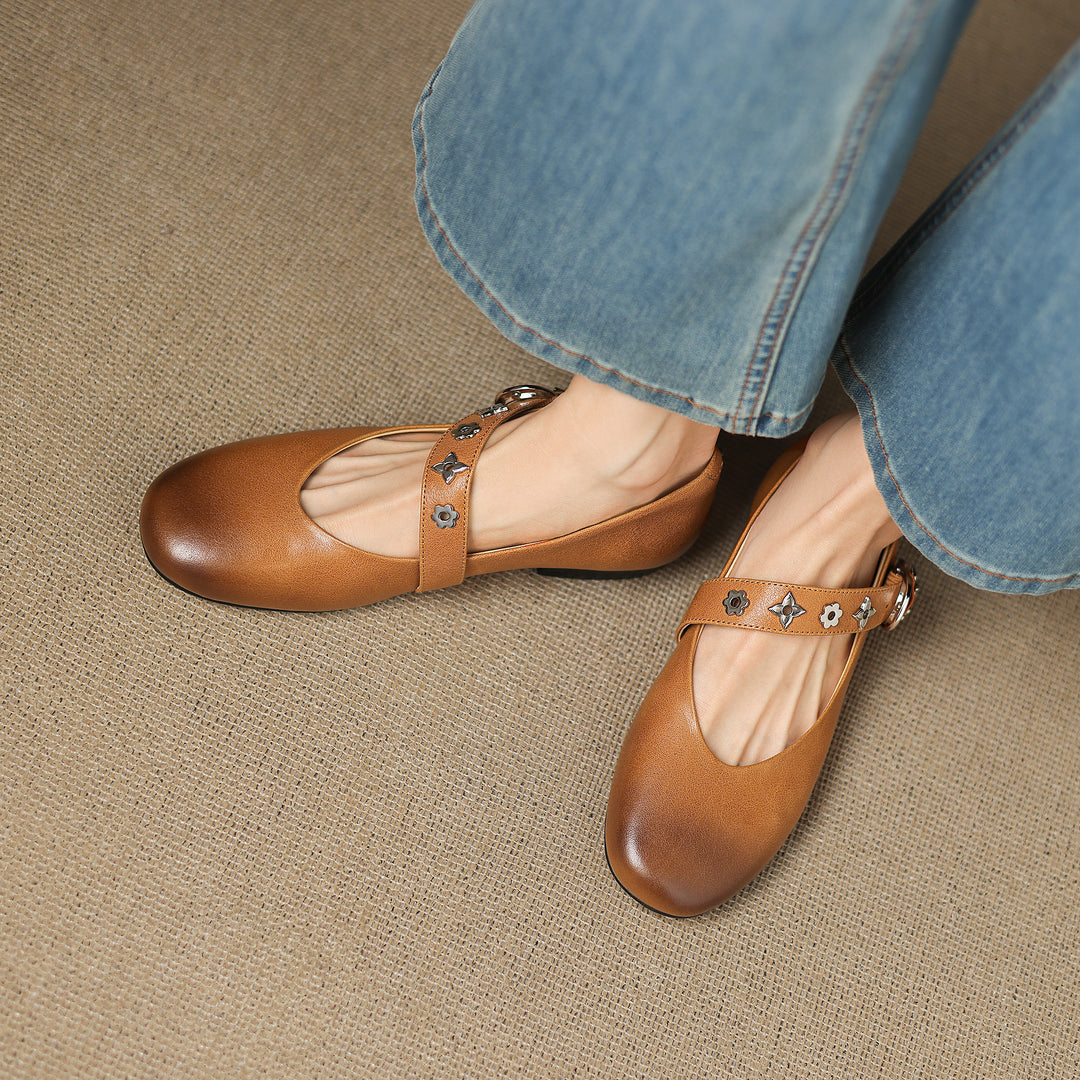 Zorie Genuine Leather Flats
