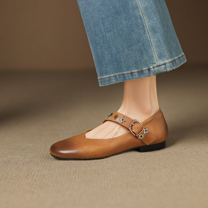 Zorie Genuine Leather Flats