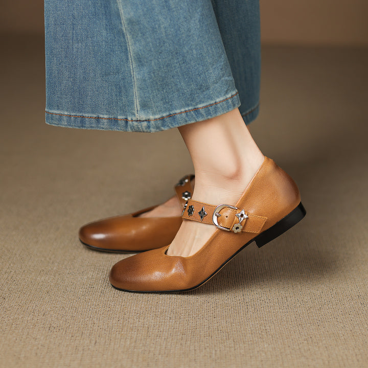 Zorie Genuine Leather Flats