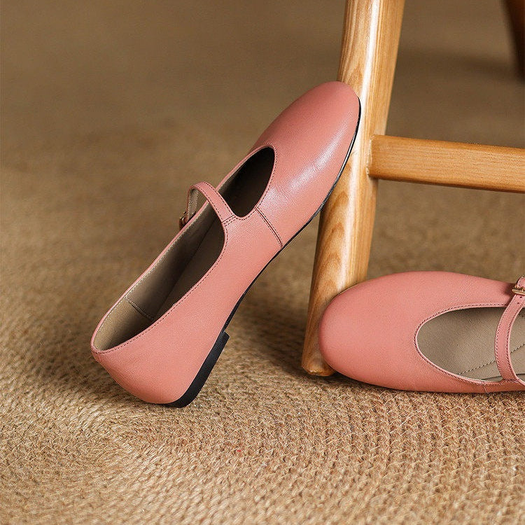 Ela Genuine Leather Mary Jane Pumps