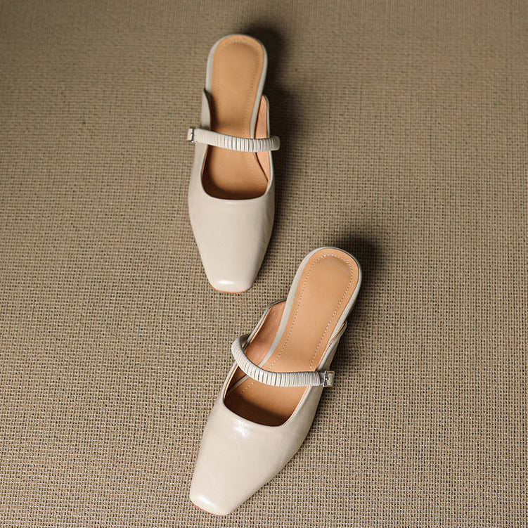 Devia Genuine Leather Mary Jane Mules