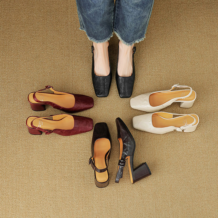 Nessa Genuine Leather Slingbacks