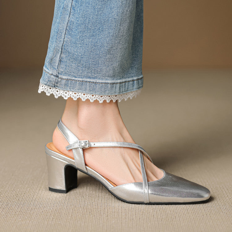 Toria Genuine Leather Cross Strap Heels