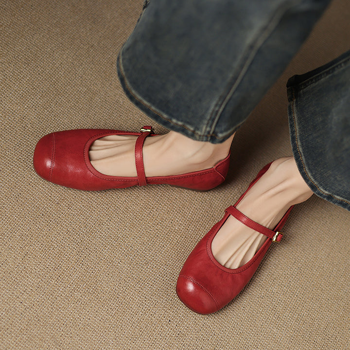 Derya Genuine Leather Flats