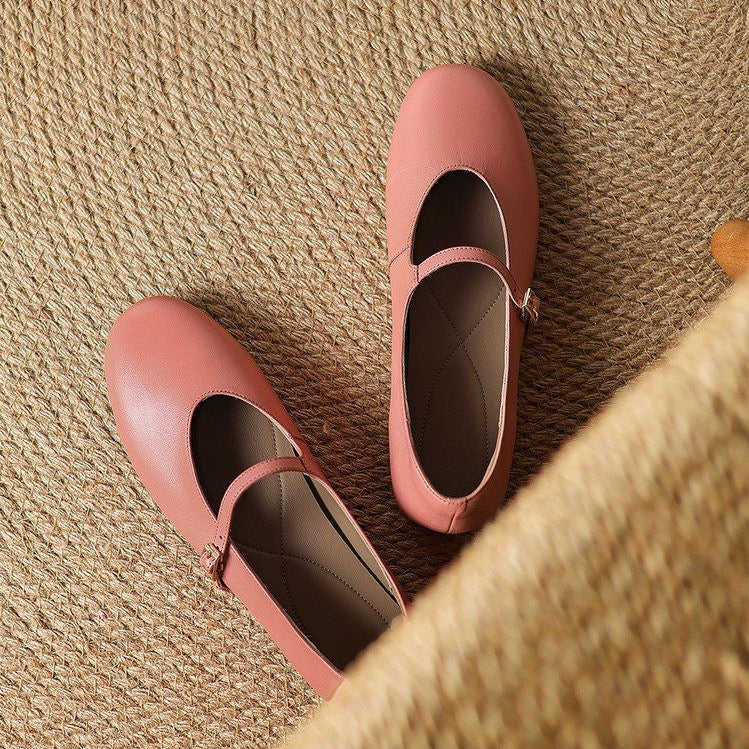 Ela Genuine Leather Mary Jane Pumps
