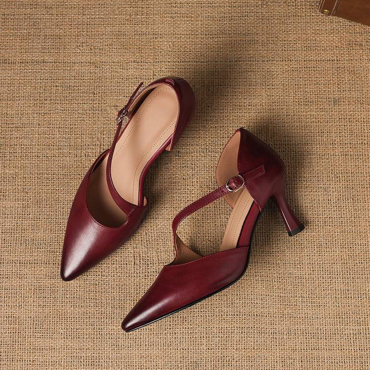 Dalis Genuine Leather Crossover Strap Heels