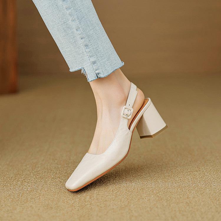 Nessa Genuine Leather Slingbacks