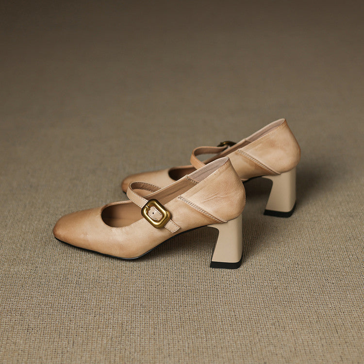 Zinia Genuine Leather Heels