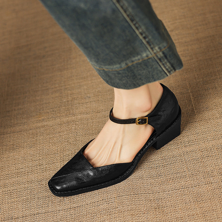 Celor Genuine Leather Ankle Strap Pumps