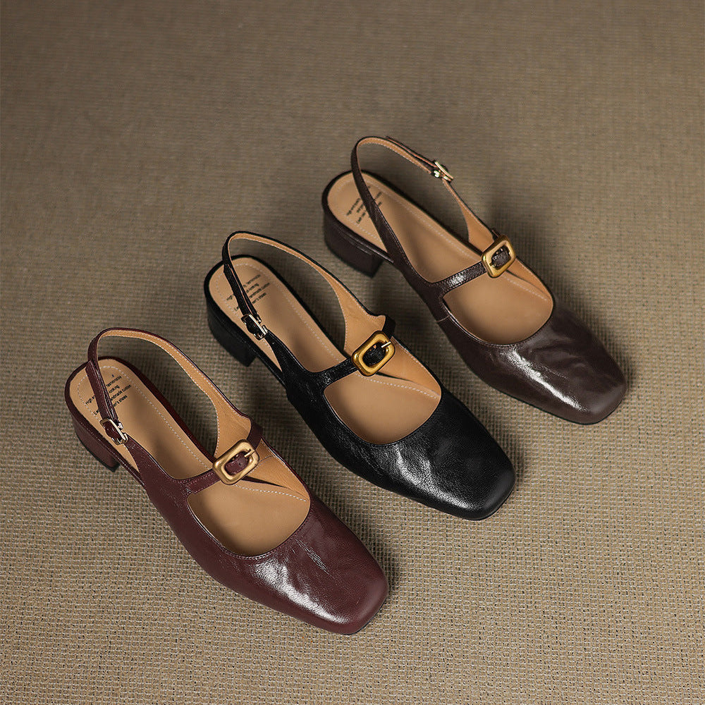 Brina Genuine Leather Slingback Heels