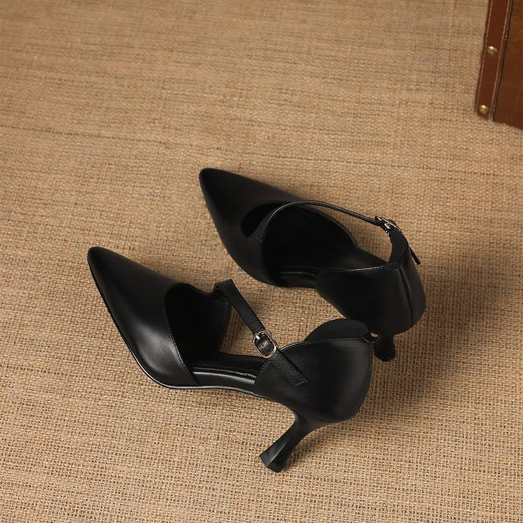 Dalis Genuine Leather Crossover Strap Heels