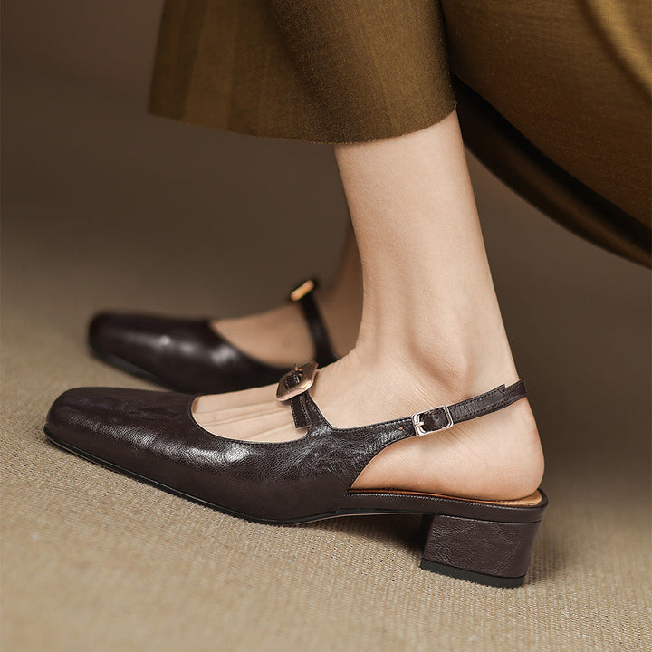 Brina Genuine Leather Slingback Heels