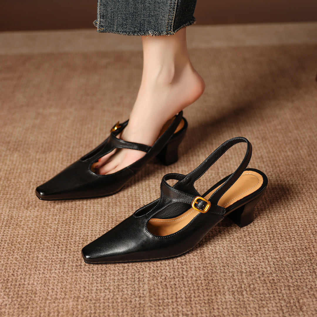 Celyn Genuine Leather T-strap Heels