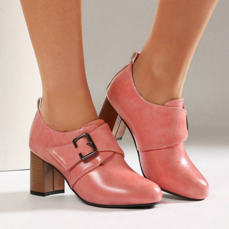 Lora Genuine Leather Buckled Heels