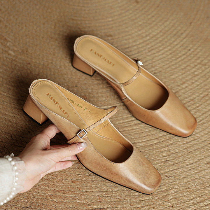 Alicia Genuine Leather Mules