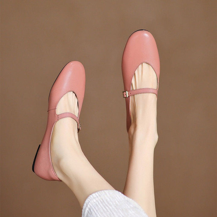 Ela Genuine Leather Mary Jane Pumps