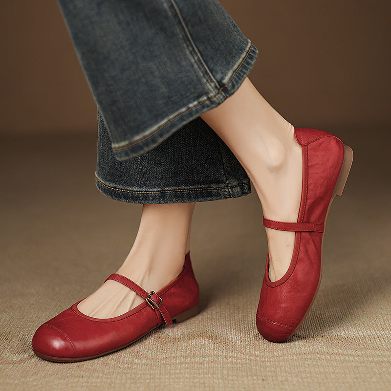 Derya Genuine Leather Flats