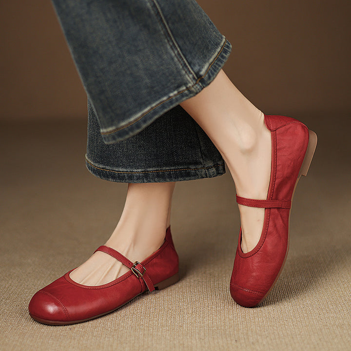 Derya Genuine Leather Flats
