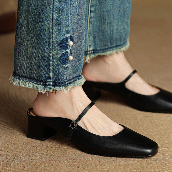 Alicia Genuine Leather Mules