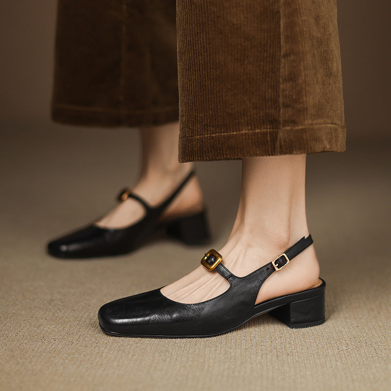Brina Genuine Leather Slingback Heels