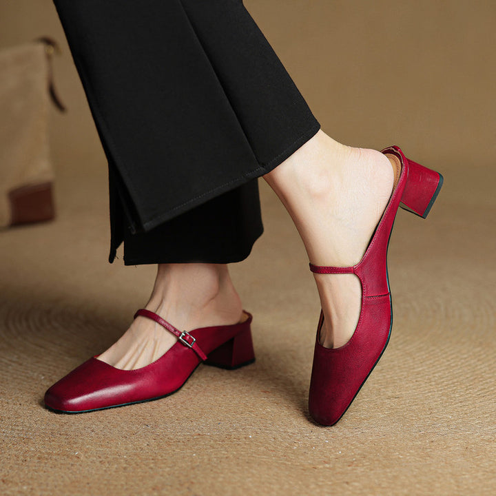 Alicia Genuine Leather Mules