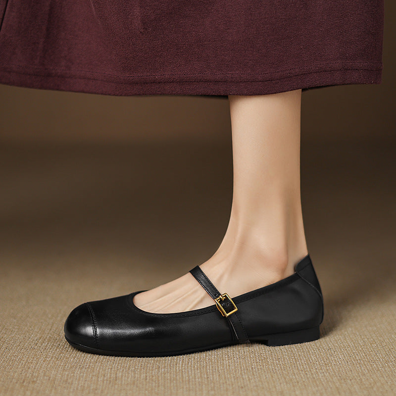 Derya Genuine Leather Flats
