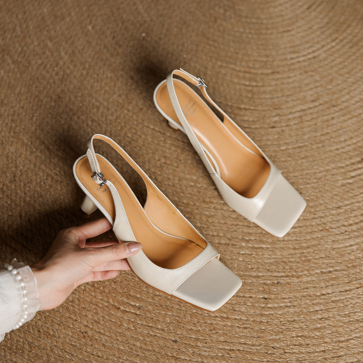 Vesia Genuine Leather Slingback Sandals