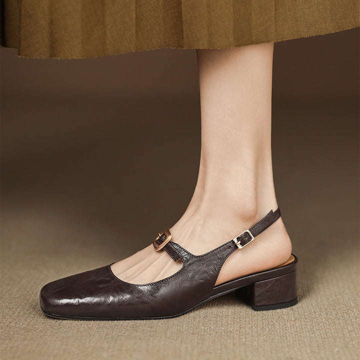 Brina Genuine Leather Slingback Heels