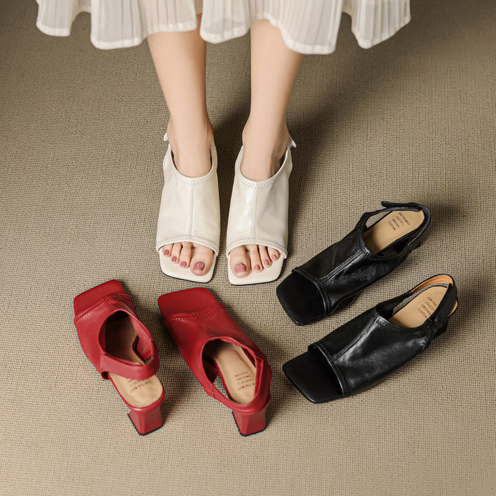 Velra Genuine Leather Slingback Heels
