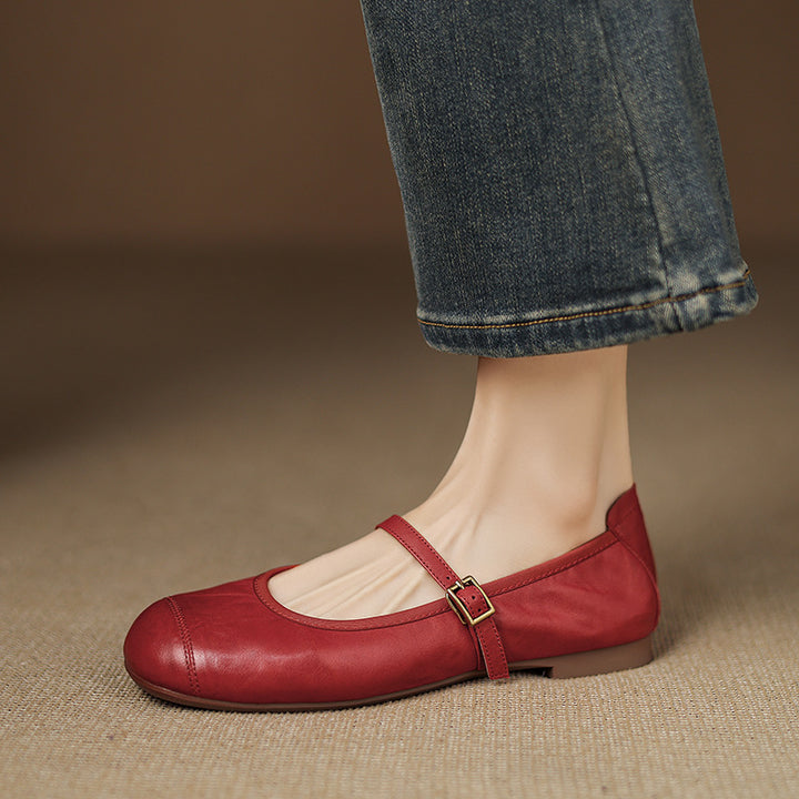 Derya Genuine Leather Flats