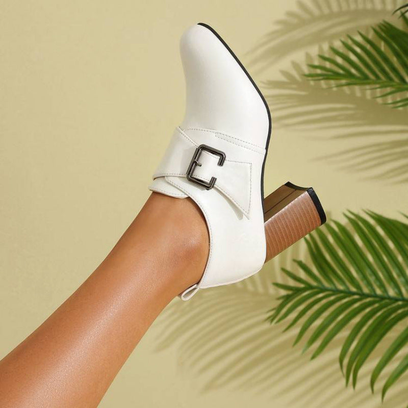 Lora Genuine Leather Buckled Heels