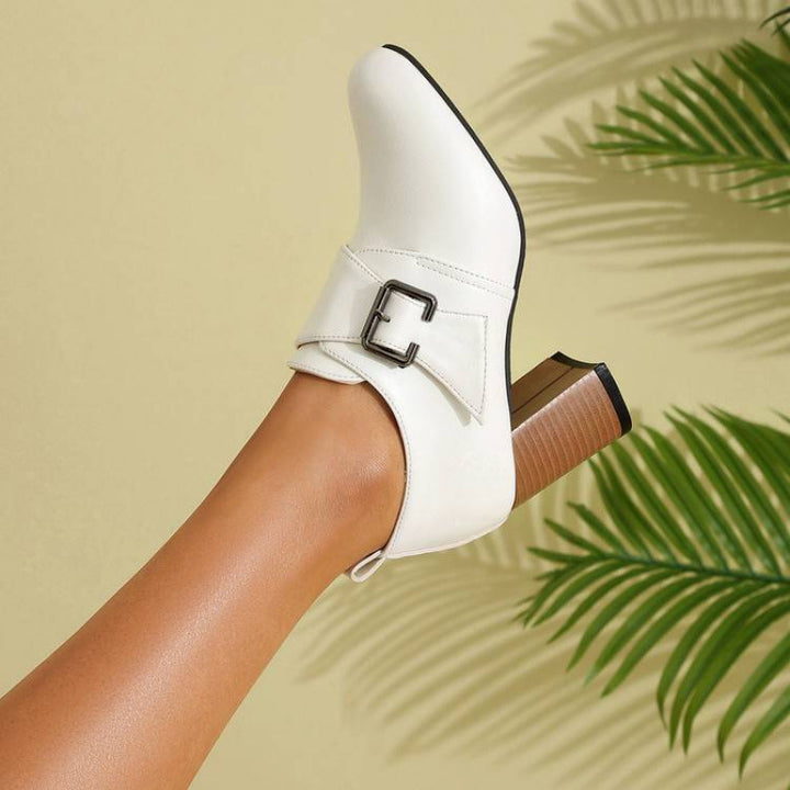 Lora Genuine Leather Buckled Heels