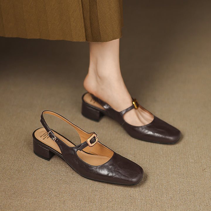Brina Genuine Leather Slingback Heels