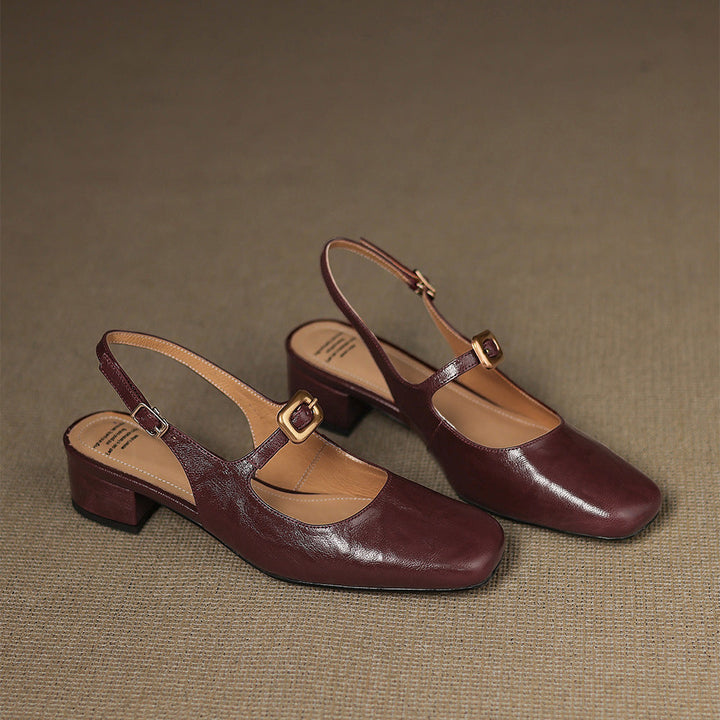 Brina Genuine Leather Slingback Heels