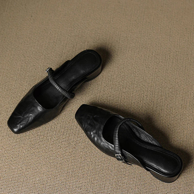 Devia Genuine Leather Mary Jane Mules