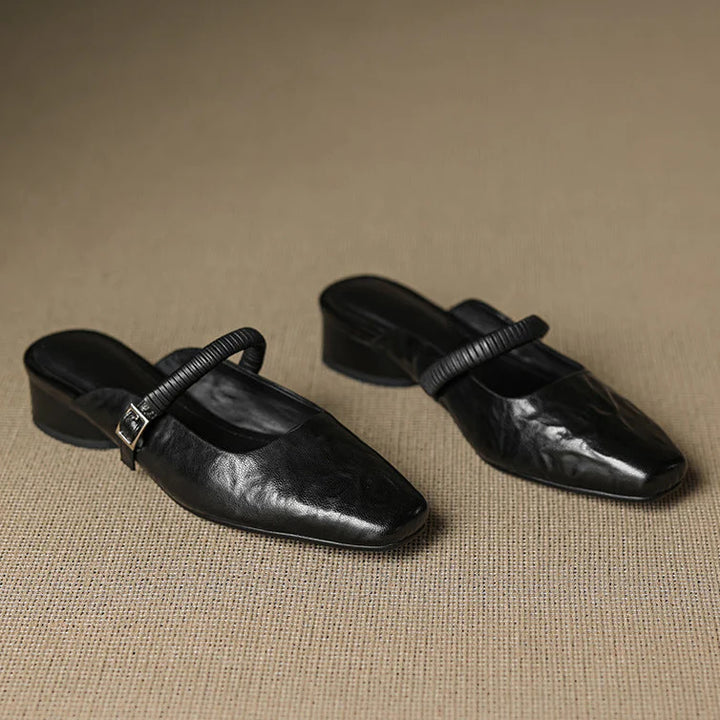 Devia Genuine Leather Mary Jane Mules