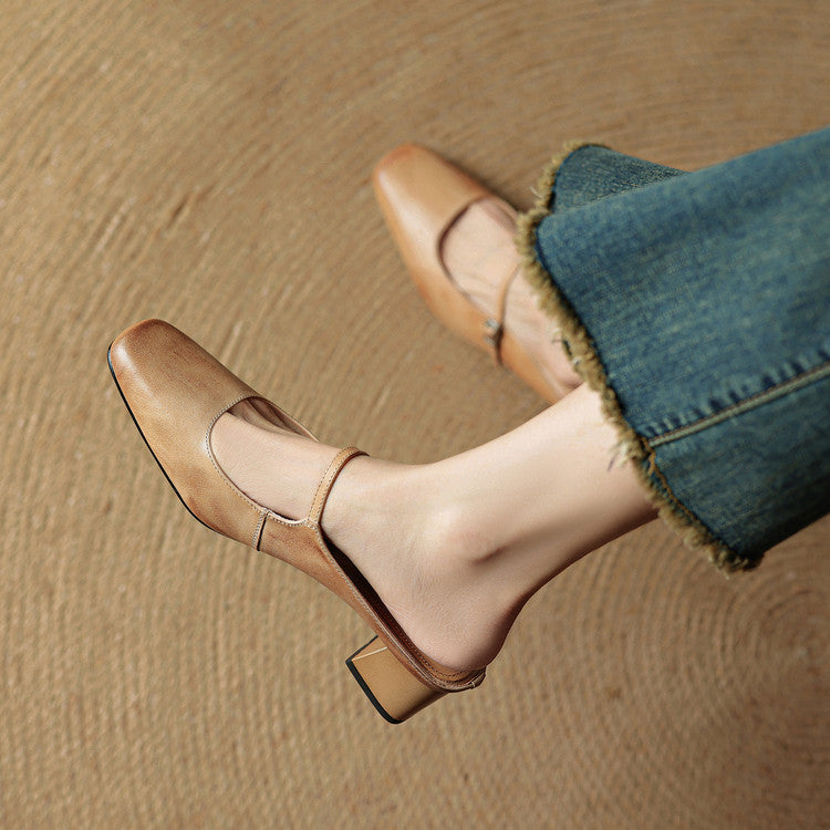 Alicia Genuine Leather Mules