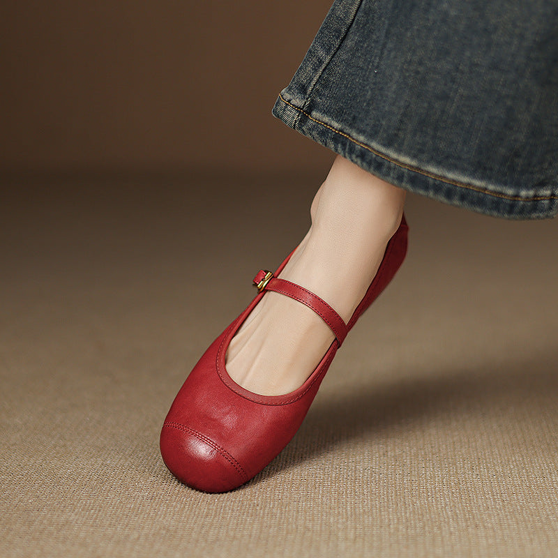 Derya Genuine Leather Flats