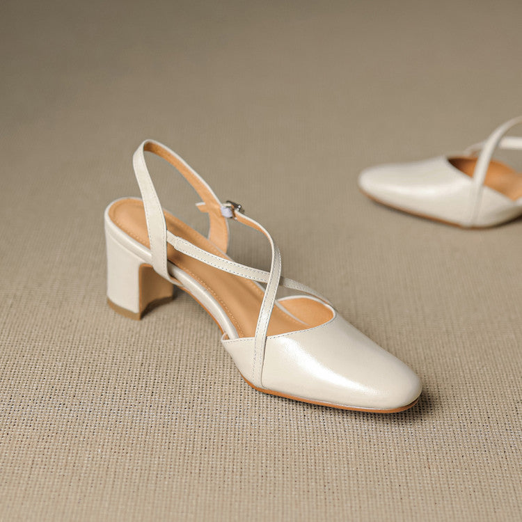 Toria Genuine Leather Cross Strap Heels