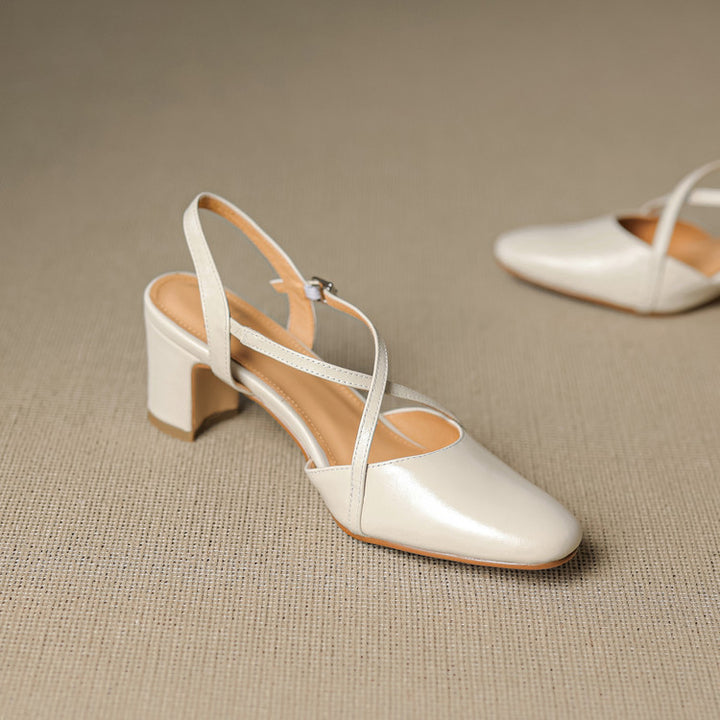 Toria Genuine Leather Cross Strap Heels
