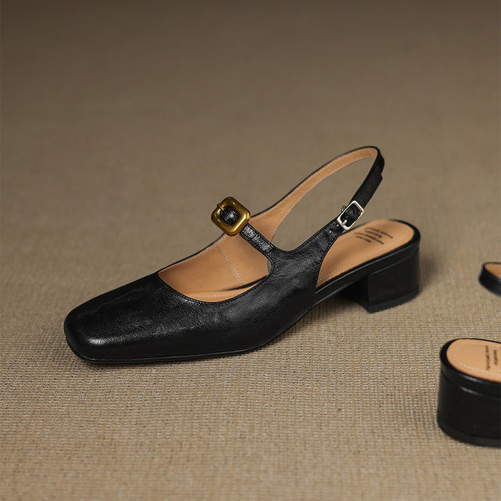 Brina Genuine Leather Slingback Heels