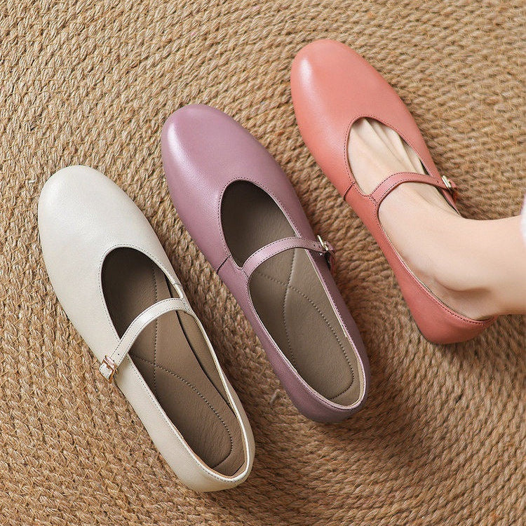 Ela Genuine Leather Mary Jane Pumps
