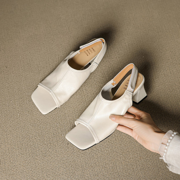 Velra Genuine Leather Slingback Heels