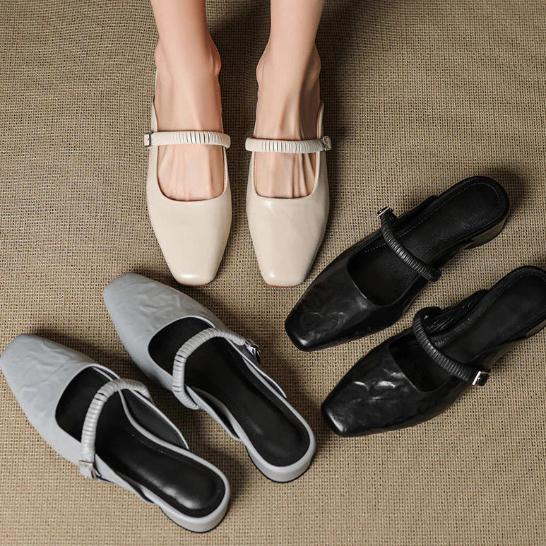 Devia Genuine Leather Mary Jane Mules