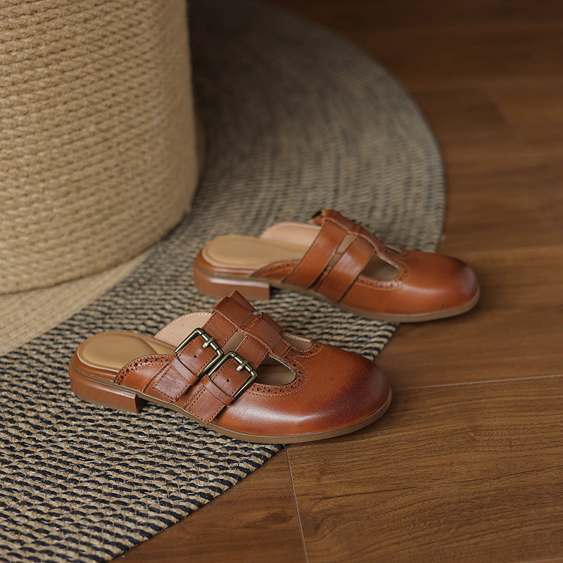 Escal Genuine Leather Mules