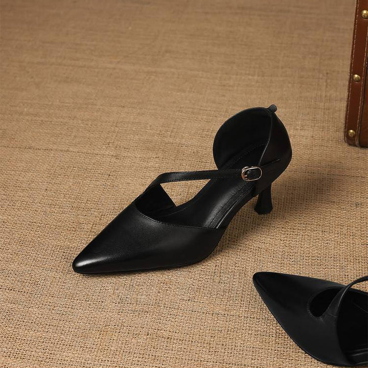 Dalis Genuine Leather Crossover Strap Heels