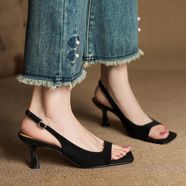 Vesia Genuine Leather Slingback Sandals