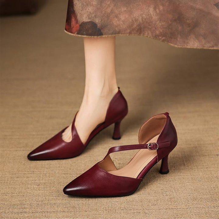 Dalis Genuine Leather Crossover Strap Heels