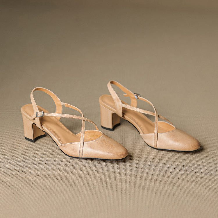 Toria Genuine Leather Cross Strap Heels