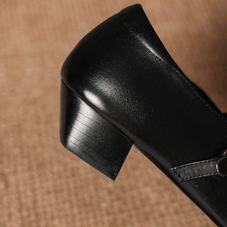 Cora Genuine Leather T-Strap Flats
